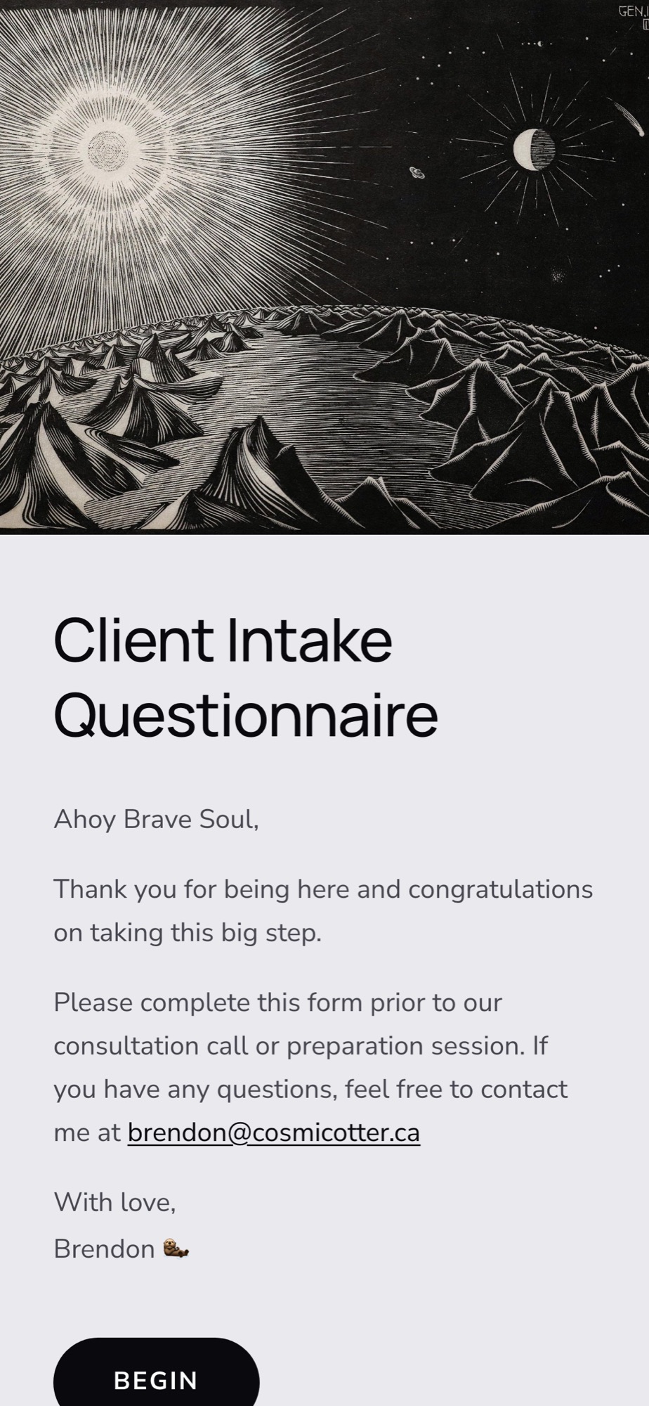 The intake welcome on a phone